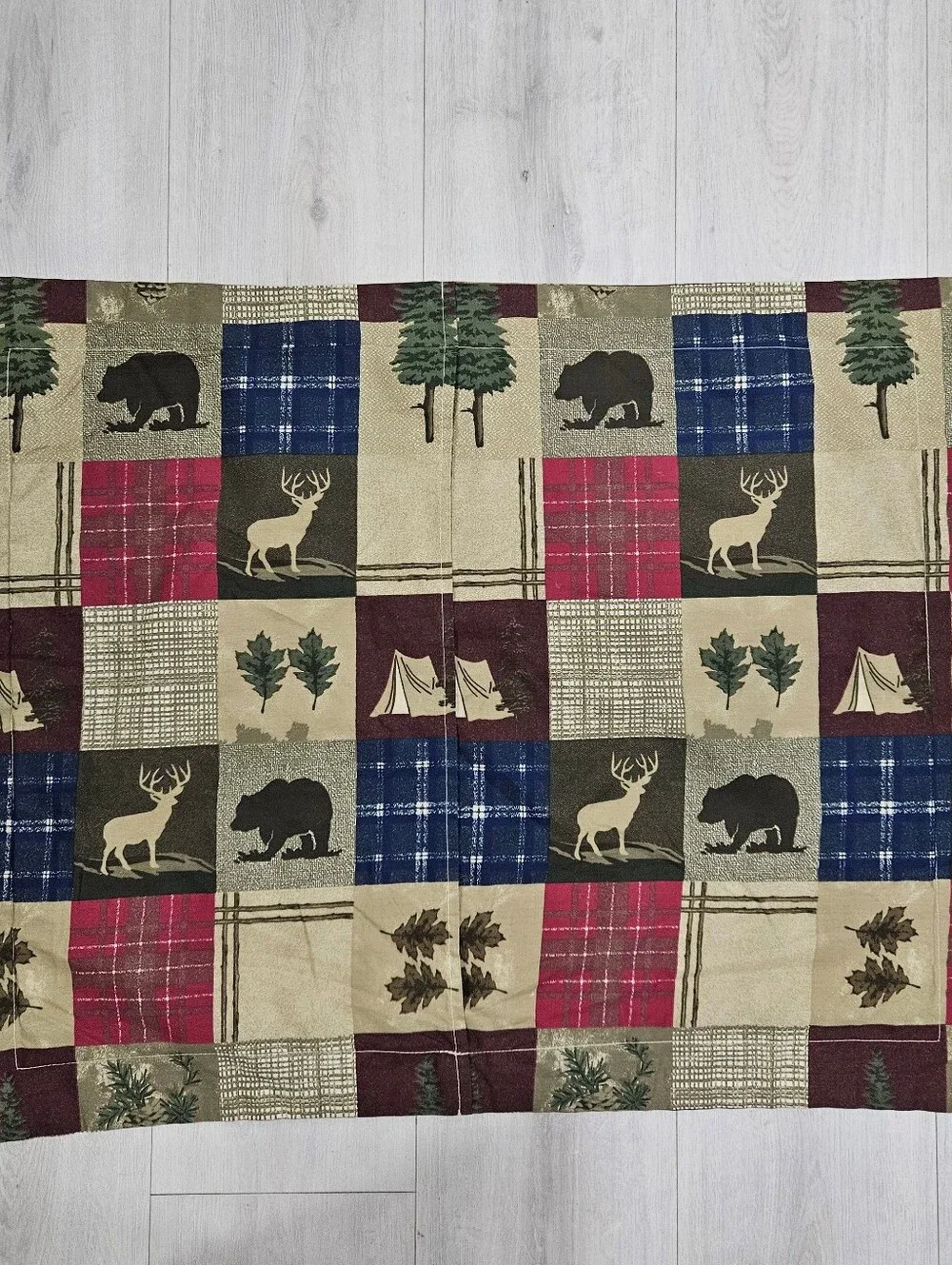 VTG Kimlor Mills Rustic Cabin Lodge Pillow Shams Woods Deer Bear Plaid Trees